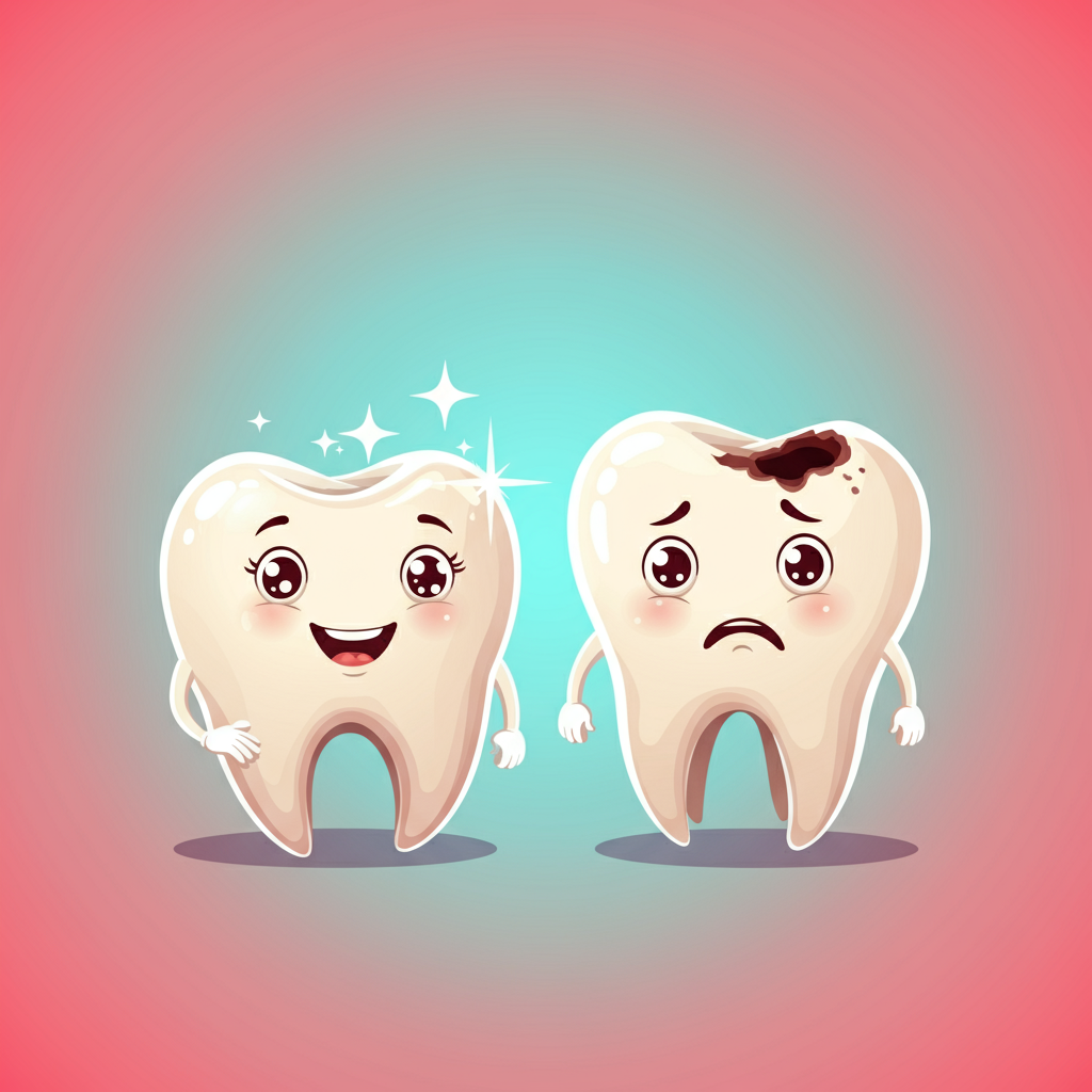 dente sano e dente cariato